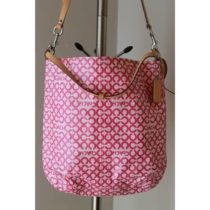 COACH XL Pink Signature Leah Op Art Crossbody